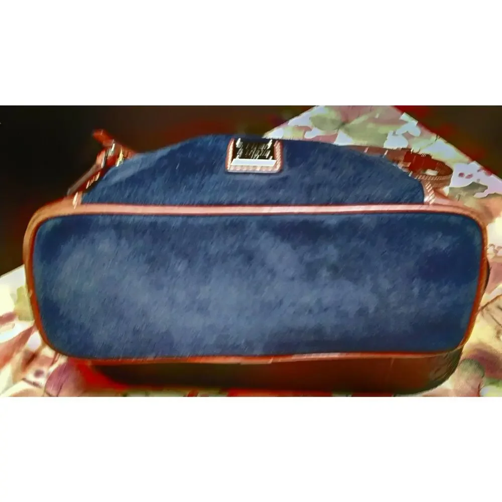 Dooney & Bourke Navy Blue Suede Crossbody Leather Trim